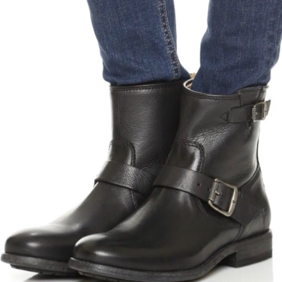 Frye Shoes - Fryer Tyler Engineer Buckle Black Booties. 3472366  Sz 8.5 B